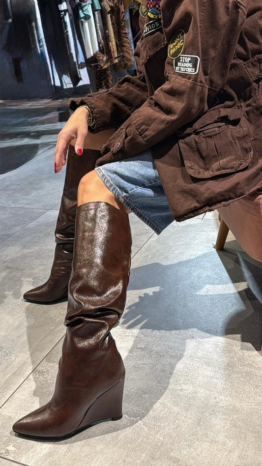  BELINDA KNEE HIGH BOOTS BROWN - Vesta Donna 