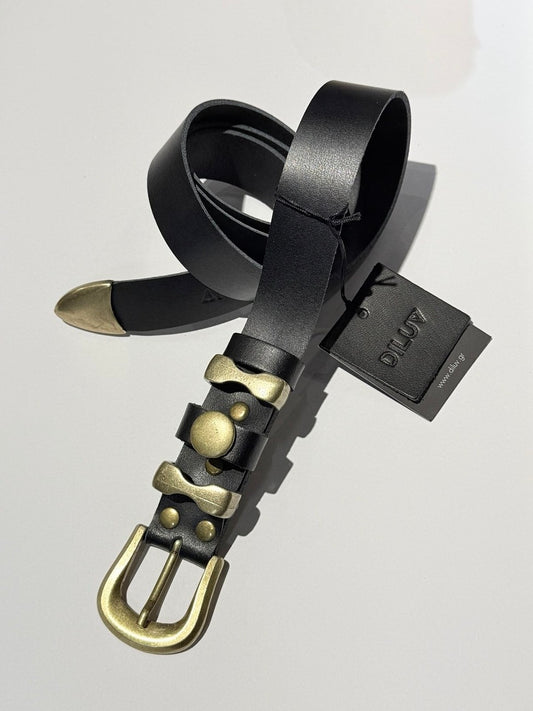  LILIBET BELT BLACK GOLD - Vesta Donna 