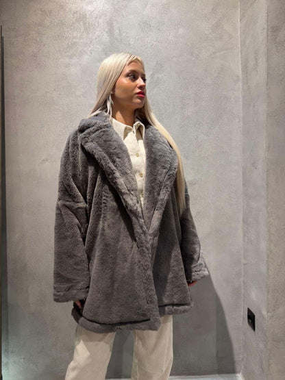  FELICE ECO FUR COAT GREY - Vesta Donna 