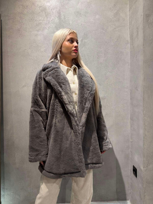  FELICE ECO FUR COAT GREY - Vesta Donna 