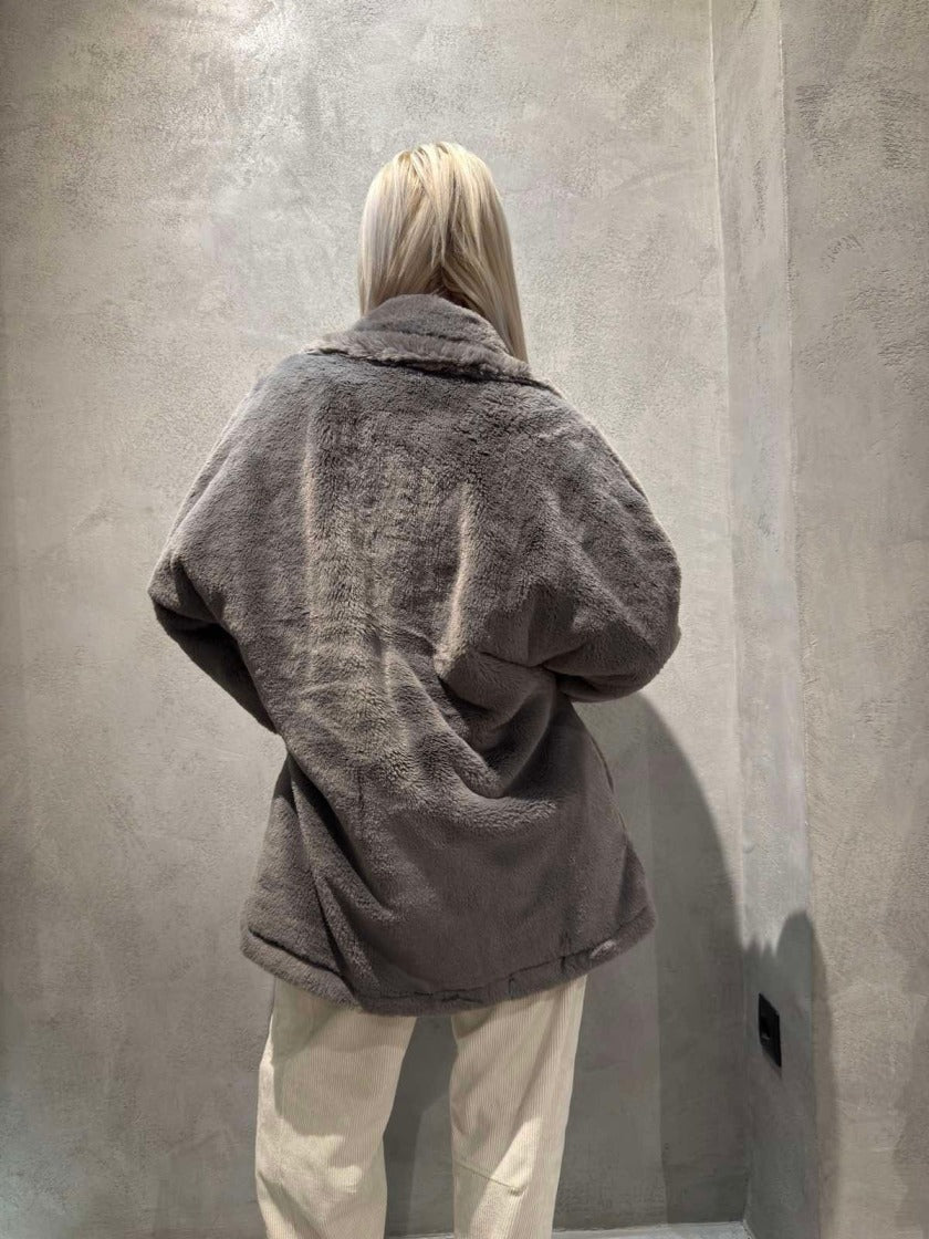  FELICE ECO FUR COAT GREY - Vesta Donna 