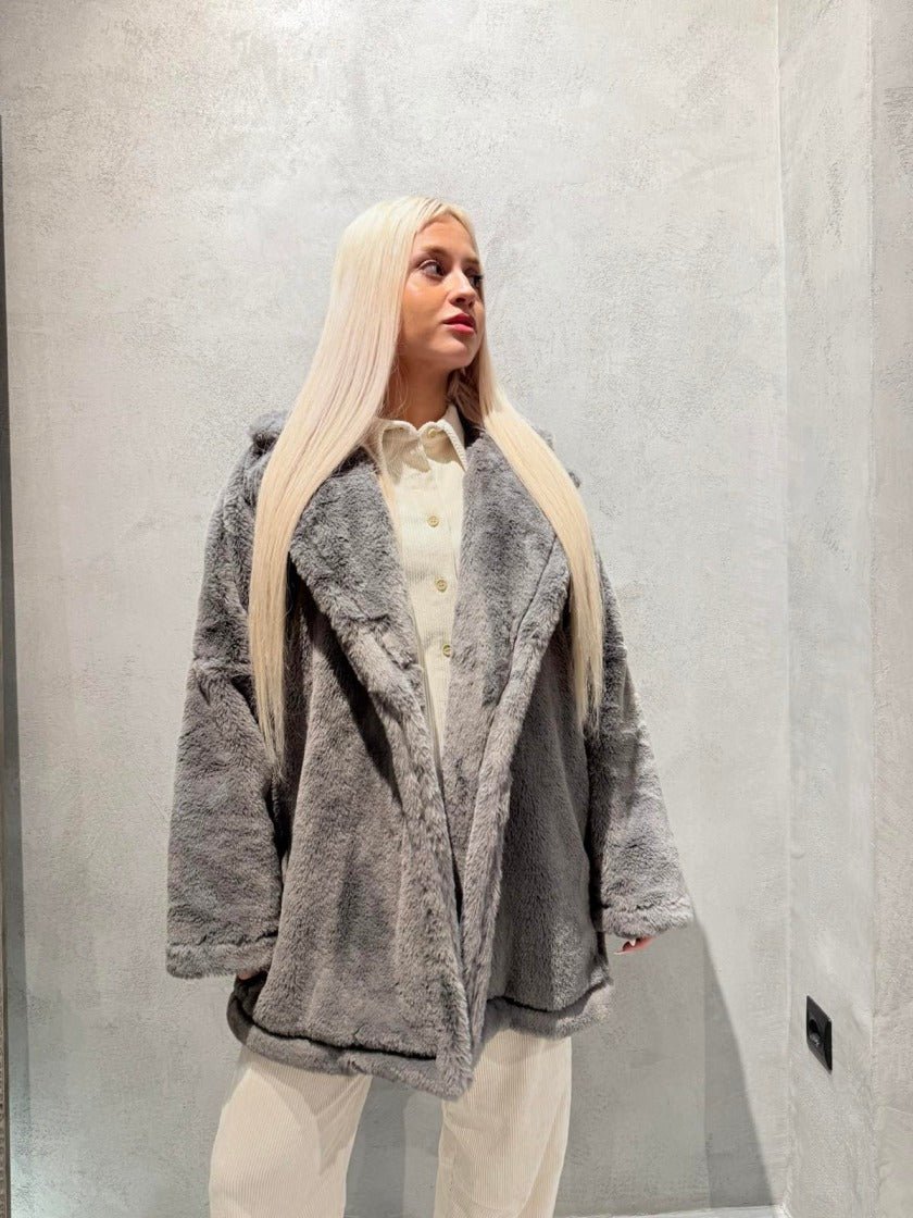  FELICE ECO FUR COAT GREY - Vesta Donna 
