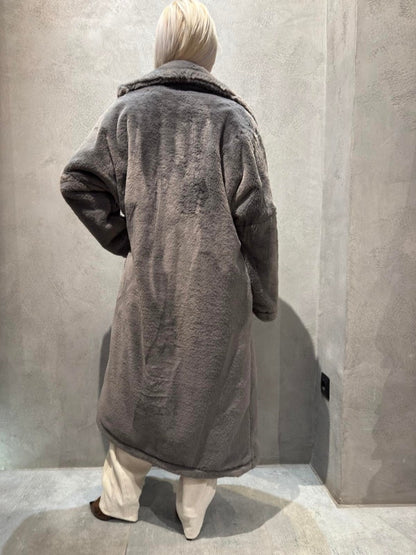  SIENNA LONG ECO FUR COAT GREY - Vesta Donna 