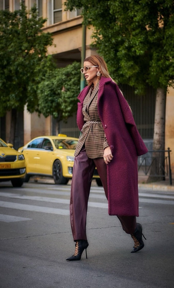  JESSIE TEDDY COAT BORDEAUX - Vesta Donna 