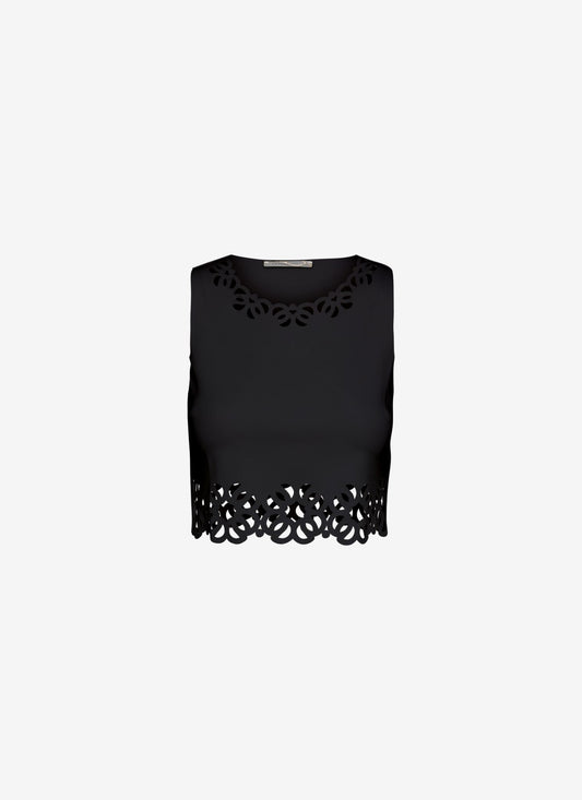  LILY CROPPED TANK TOP BLACK - Vesta Donna 