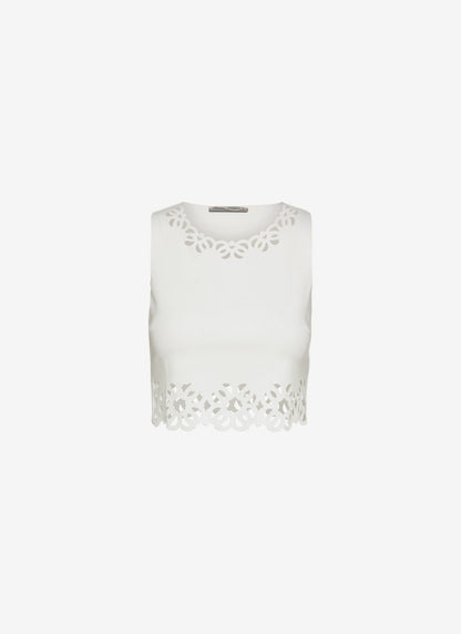  LILY CROPPED TANK TOP WHITE - Vesta Donna 