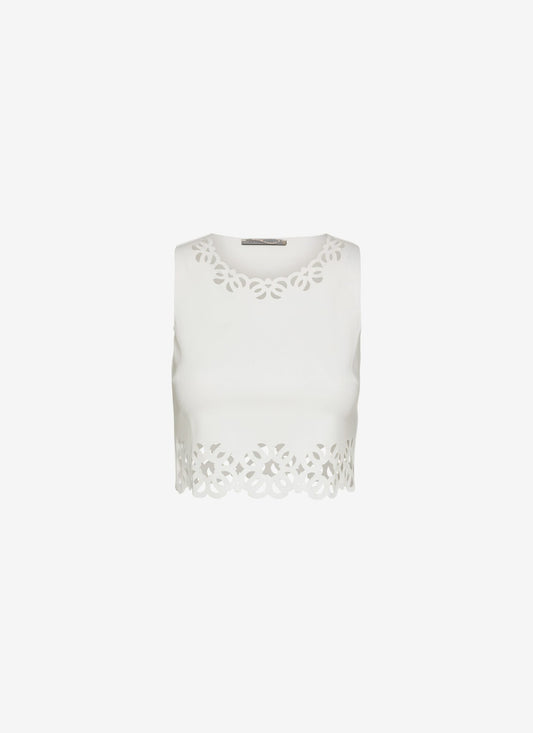  LILY CROPPED TANK TOP WHITE - Vesta Donna 