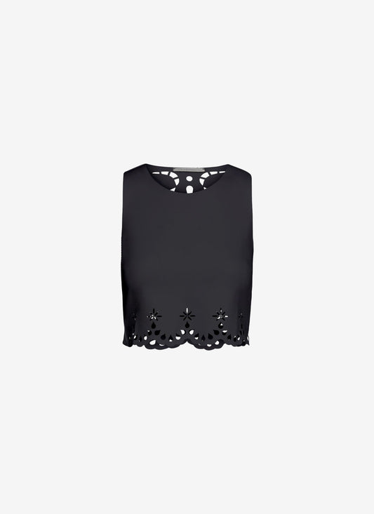  VANESSA CROPPED TANK TOP BLACK - Vesta Donna 