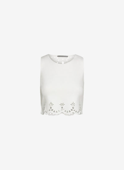  VANESSA CROPPED TANK TOP WHITE - Vesta Donna 