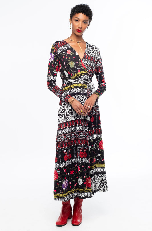  FLORA WRAP LONG DRESS - Vesta Donna 