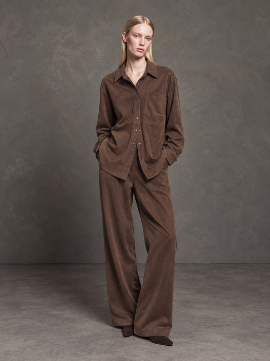  COCOA SUEDE SHIRT BROWN - Vesta Donna 