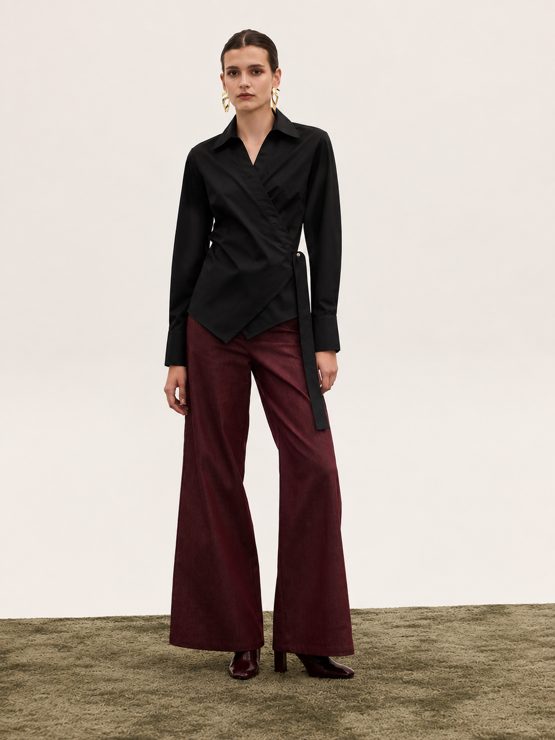  ELLIE WRAP SHIRT BLACK - Vesta Donna 