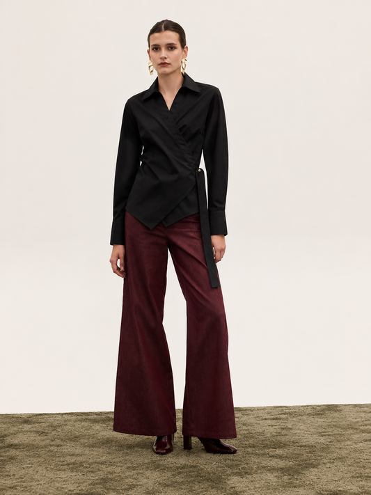 ELLIE WRAP SHIRT BLACK - Vesta Donna 