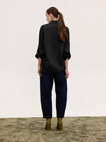  LIVIA RELAXED SHIRT BLACK - Vesta Donna 