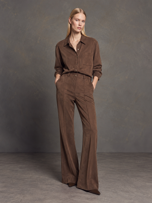 COCOA SUEDE PANTS BROWN - Vesta Donna 