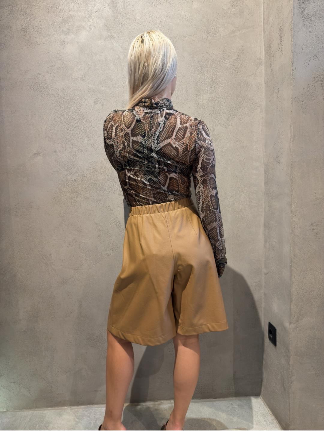  LINA ECO LEATHER SHORTS BEIGE - Vesta Donna 