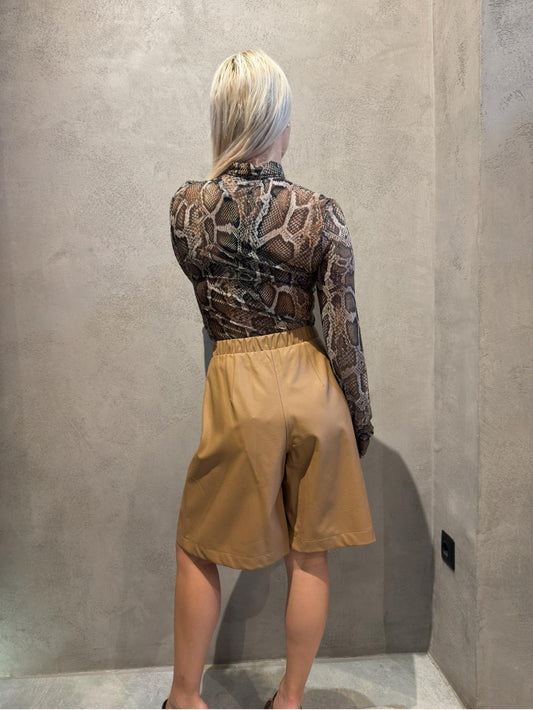  LINA ECO LEATHER SHORTS BEIGE - Vesta Donna 