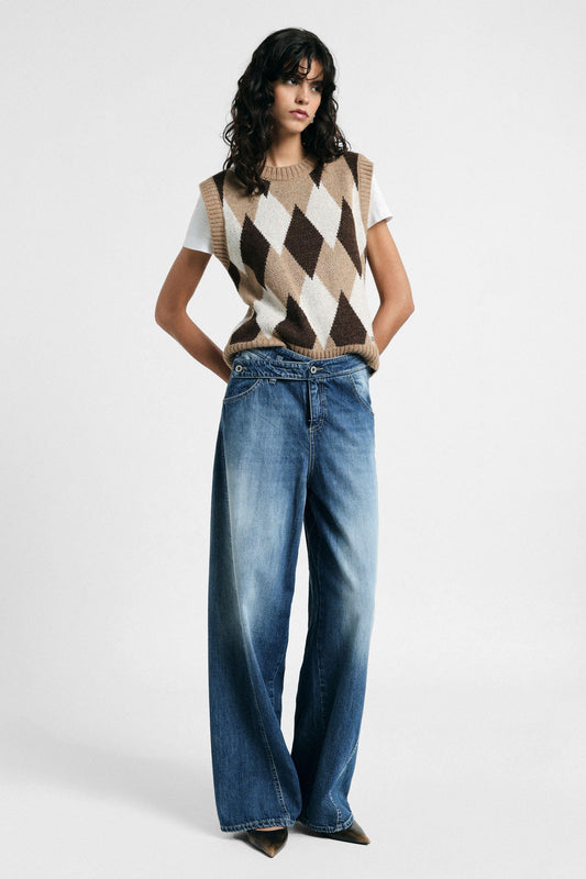  ALESSIA WIDE DENIM PANTS - Vesta Donna 