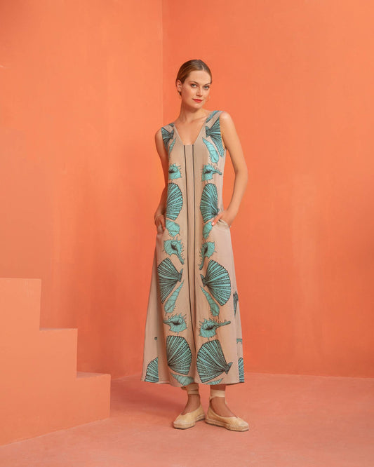  SEASHELL LONG DRESS A LINE - Vesta Donna 